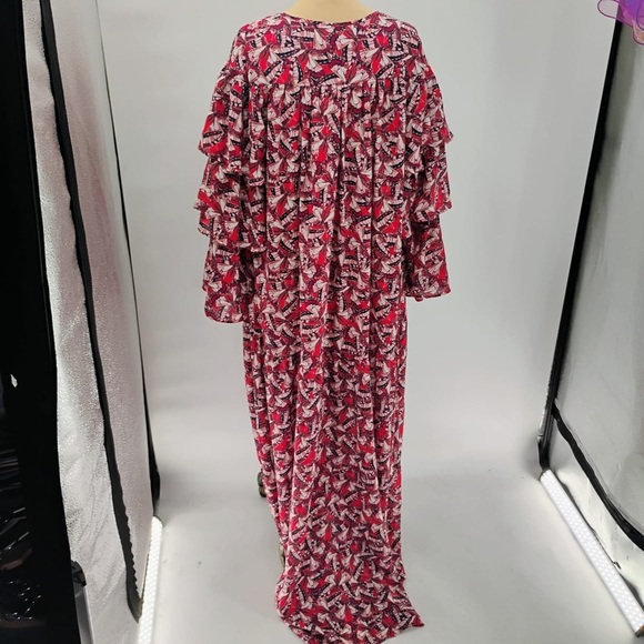 Happy X Nature NWOT Phoenix Butterflies Print Tiered Sleeved Maxi Dress - Picture 11 of 12